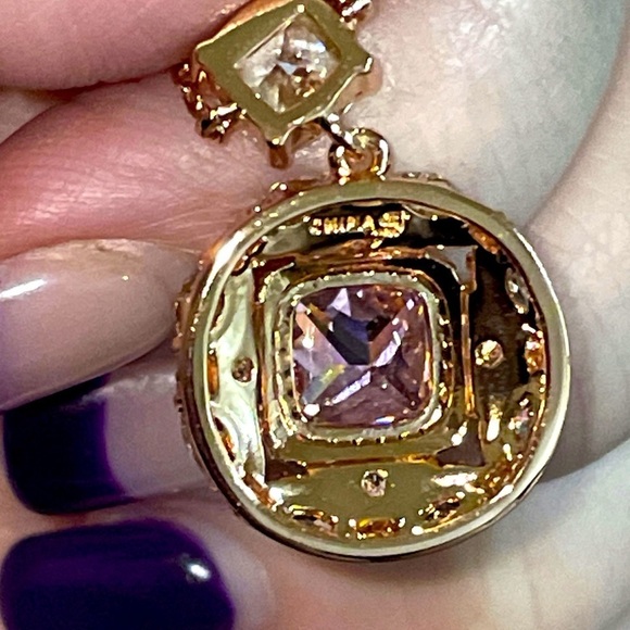 Rose gold, created pink sapphire with CZ accents fashion necklace 17” - Picture 9 of 11